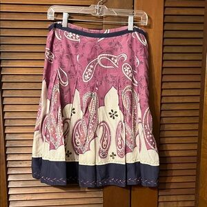 Reba A-Line Skirt - Purple, Cream, and Blue Paisley